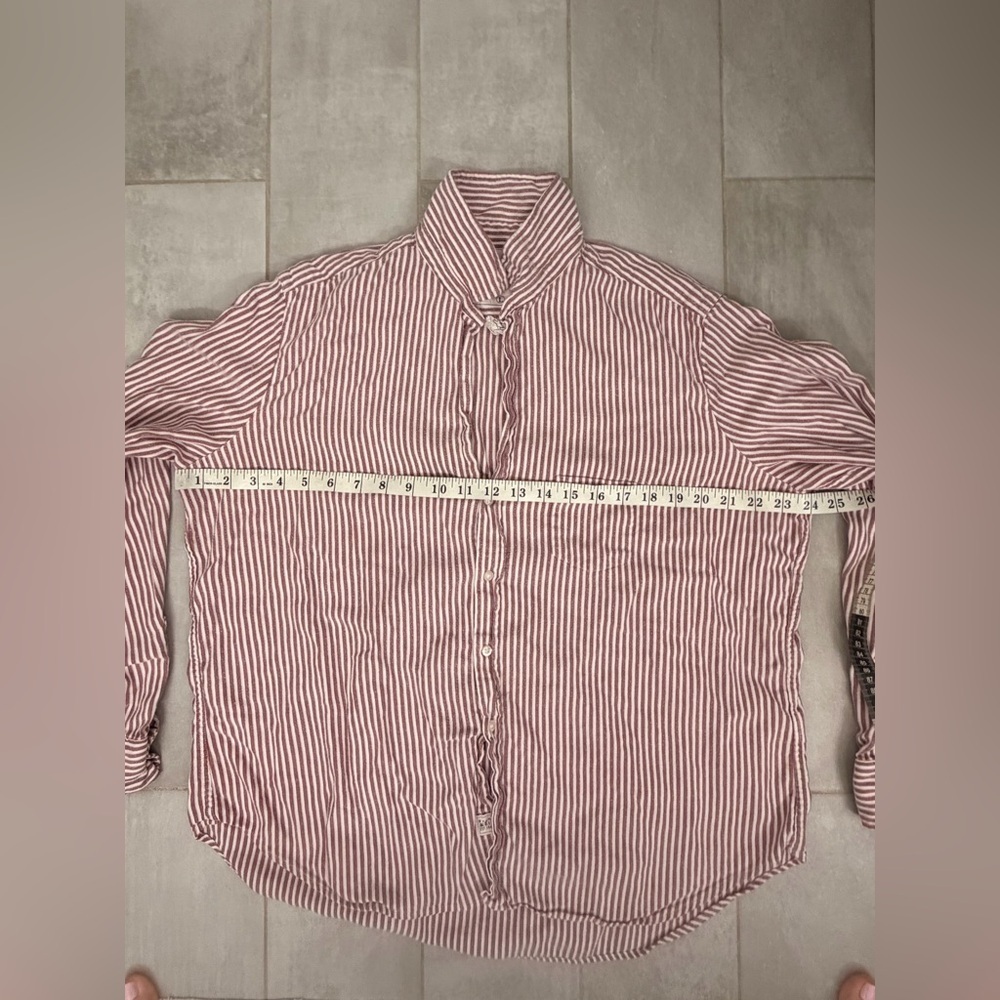 Frank & Eileen Eileen Button Down Shirt Pink & White Stripe Size Large - Picture 6 of 6